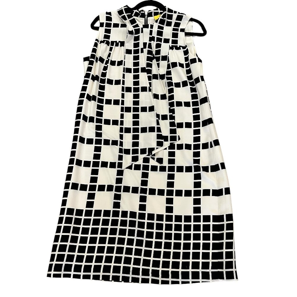 SOCA by St. John White and Black Print Silk Sleeveless Dress Size M